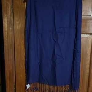 Lands End Elegant Blue Scarf with Fringe
